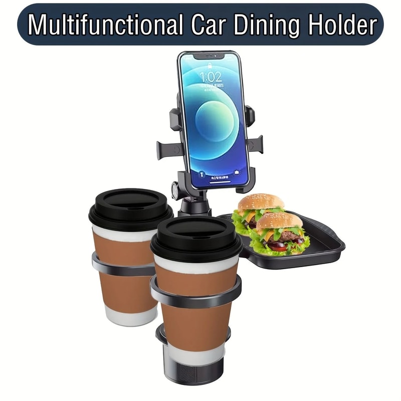 Car Cup Holder Tray Expander 3 In 1 Detachable Food Table With Adjustable Base 4