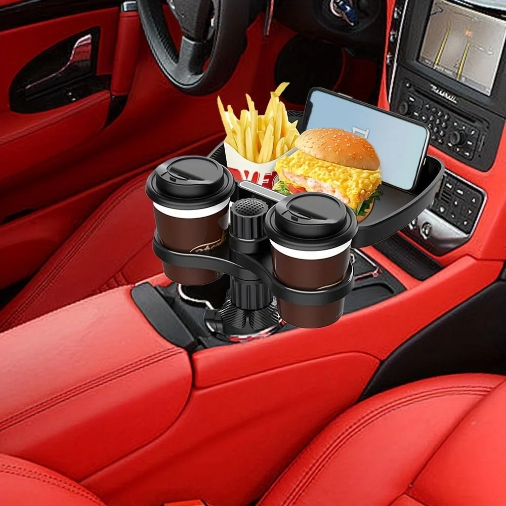 Car Cup Holder Tray Expander 3 In 1 Detachable Food Table With Adjustable Base 6