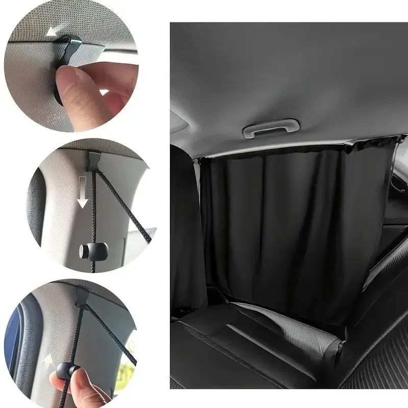 Car Privacy Curtains Set Sun Shade Divider For Front And Rear Seats 6