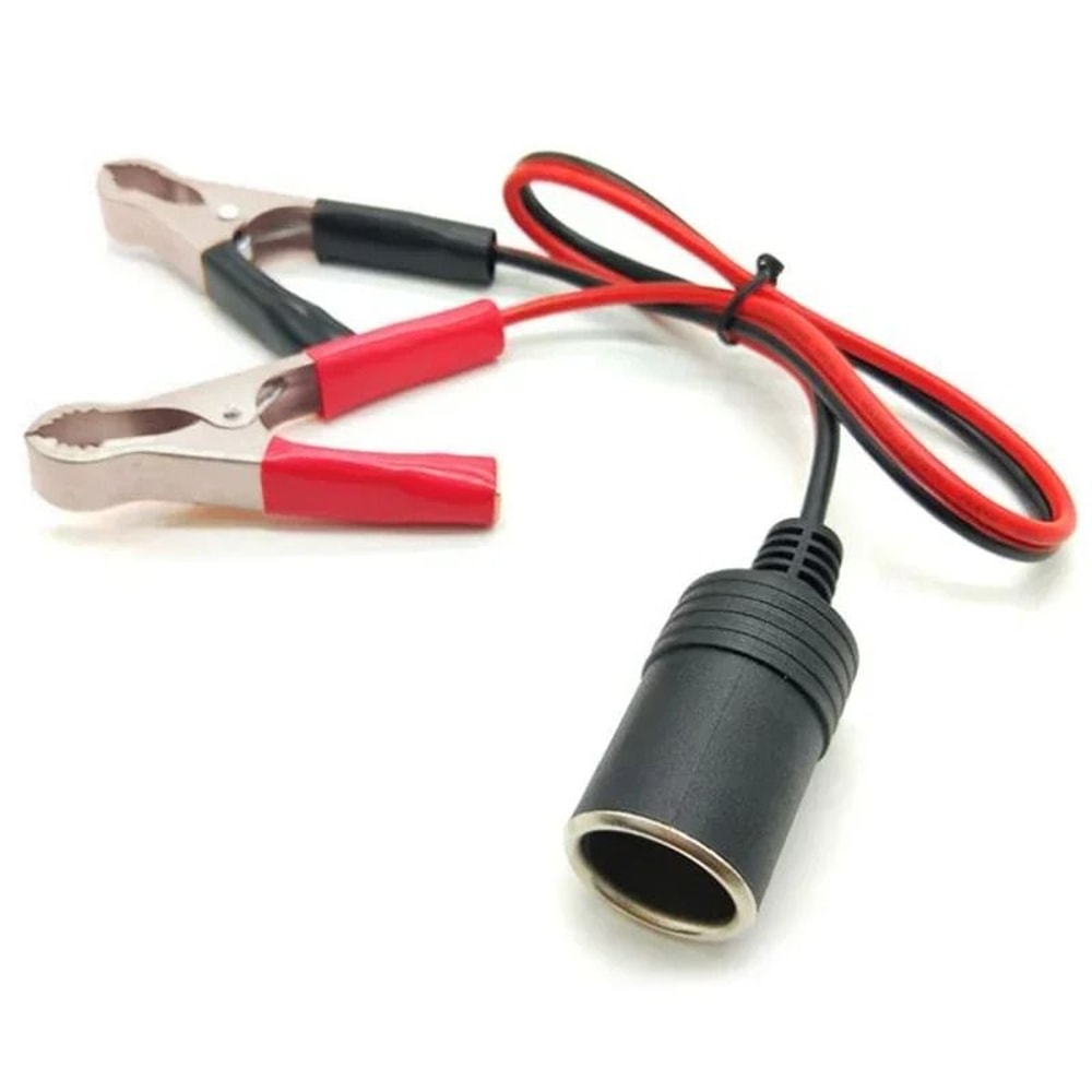 12V Car Battery Clip Adapter With Cigarette Lighter Socket High Power Copper Clamps 1