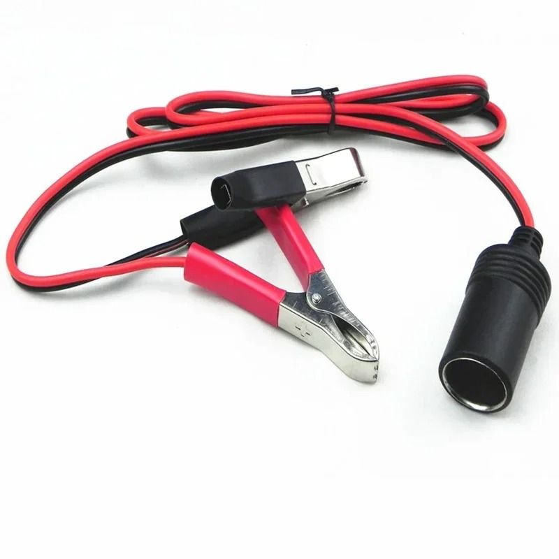 12V Car Battery Clip Adapter With Cigarette Lighter Socket High Power Copper Clamps 4