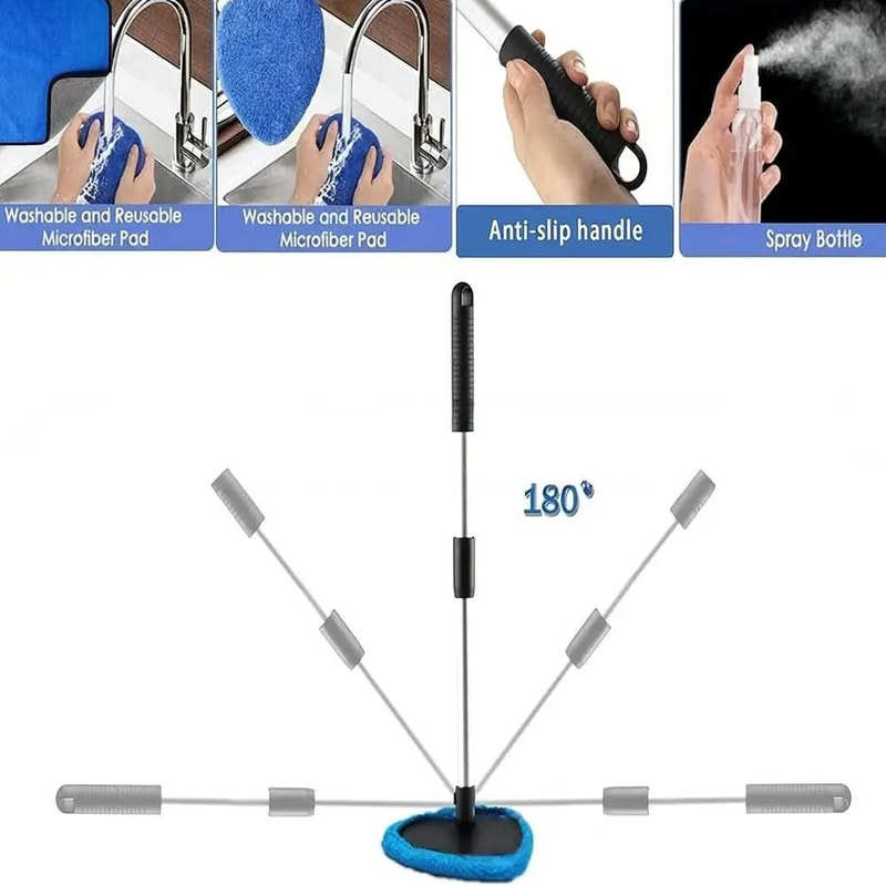 Telescopic Windshield Brush Microfiber Window Glass Cleaner Mist Eliminator 1