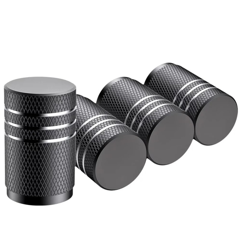 Aluminum Tire Valve Caps Set Knurled Air Stem Covers For Cars And Trucks 2