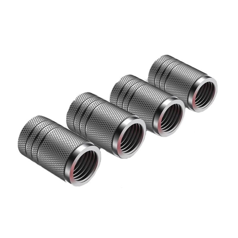 Aluminum Tire Valve Caps Set Knurled Air Stem Covers For Cars And Trucks 6