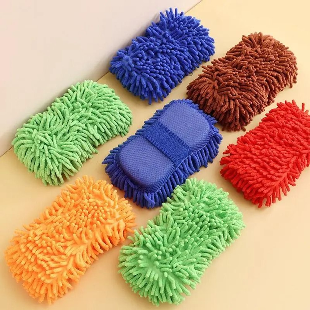 Microfiber Car Wash Glove Chenille Cleaning Sponge For Auto Detailing 2