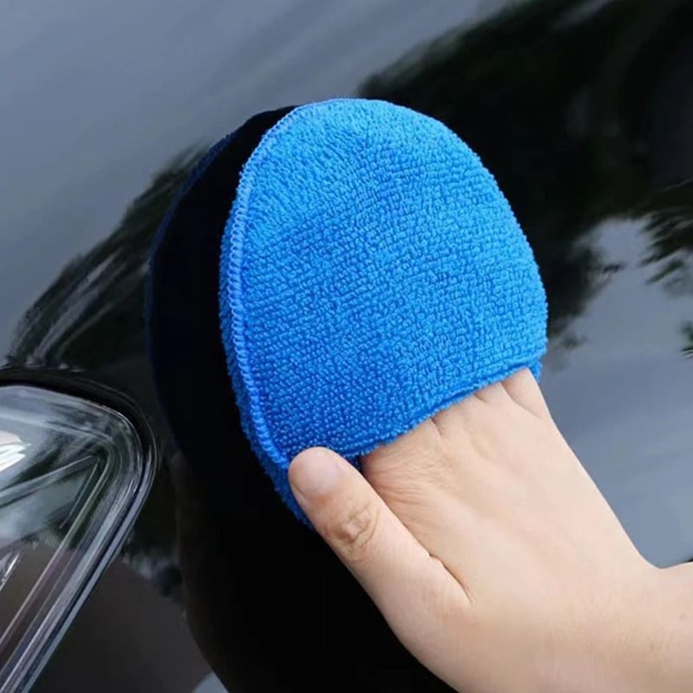 Microfiber Wax Applicator Pads 5 Inch Car Polishing Sponges With Finger Pocket 0