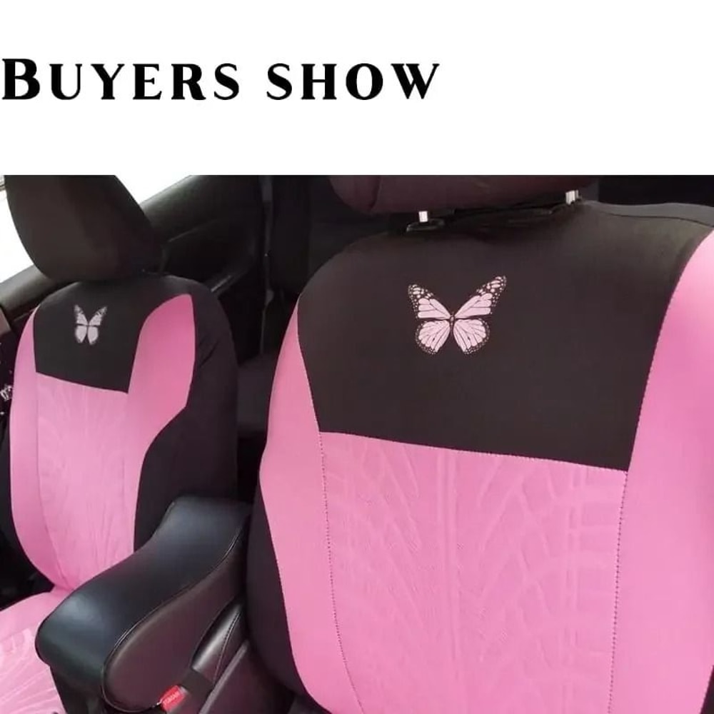 Butterfly Embroidery Car Seat Cover Set Universal Fit Front Or Full Set 2