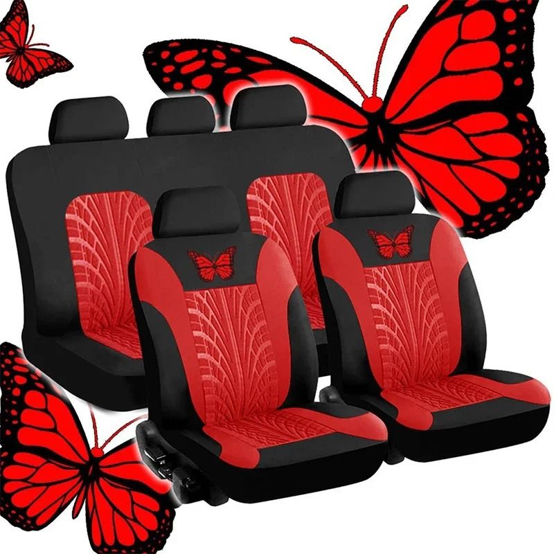 Butterfly Embroidery Car Seat Cover Set Universal Fit Front Or Full Set 14