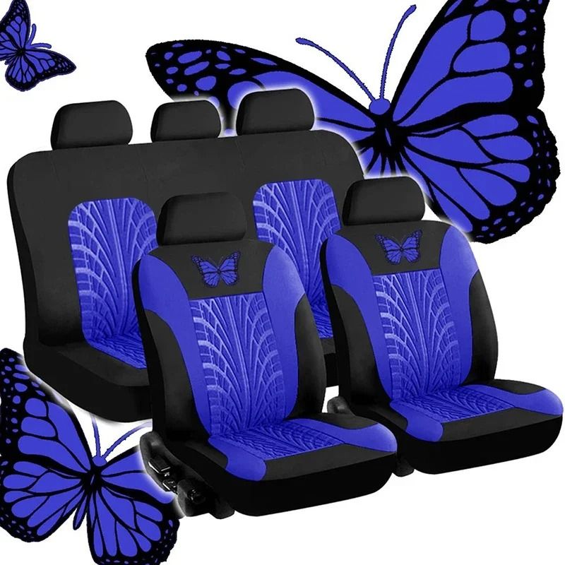 Butterfly Embroidery Car Seat Cover Set Universal Fit Front Or Full Set 8