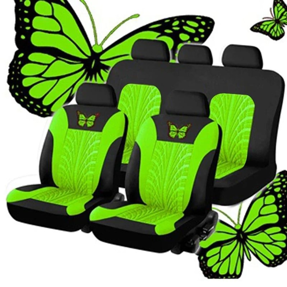 Butterfly Embroidery Car Seat Cover Set Universal Fit Front Or Full Set 21