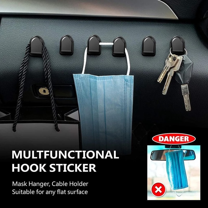 Mini Car Storage Hooks Self Adhesive Interior Cable And Key Holders 2