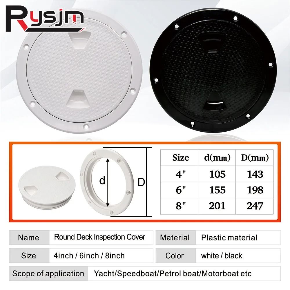 ABS Round Deck Hatch Cover Non Slip Screw Out Inspection Plate For Marine And RV 2
