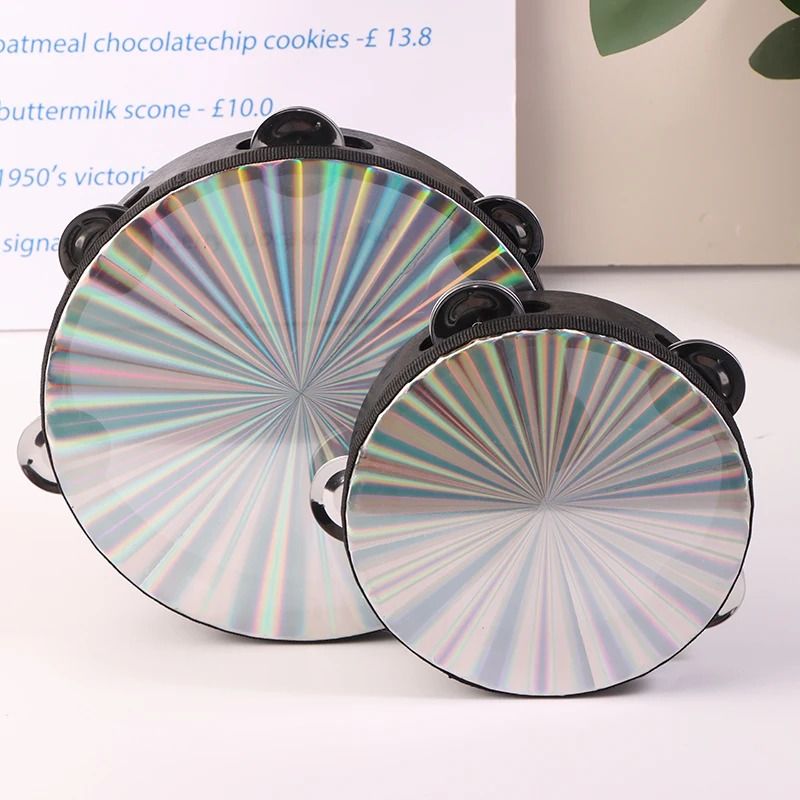 Wooden Radiant Tambourine Hand Drum With Double Row Jingles 2