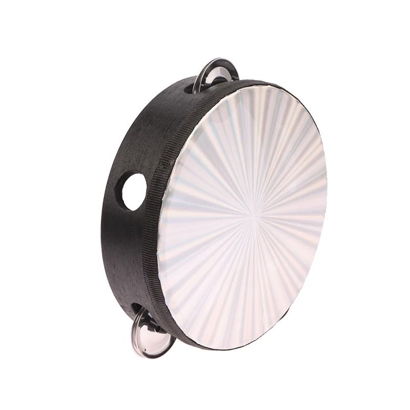 Wooden Radiant Tambourine Hand Drum With Double Row Jingles 7