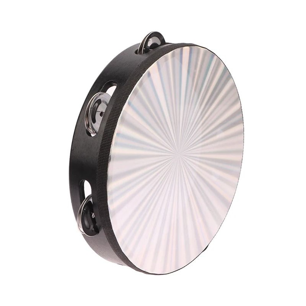 Wooden Radiant Tambourine Hand Drum With Double Row Jingles 8