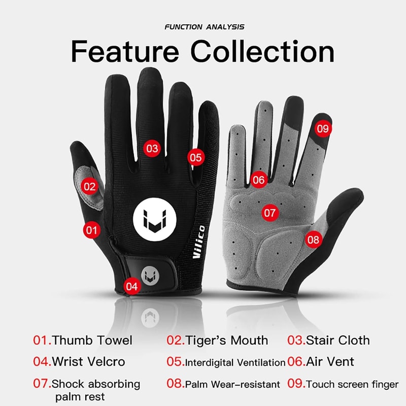 Cycling Anti Slip Full Finger Gloves For MTB And Fitness 3