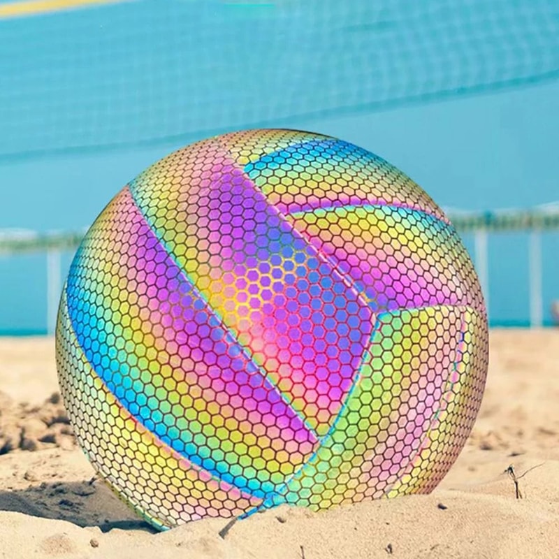 Size 5 Reflective Rainbow Volleyball Glow In The Dark Sports Ball 0