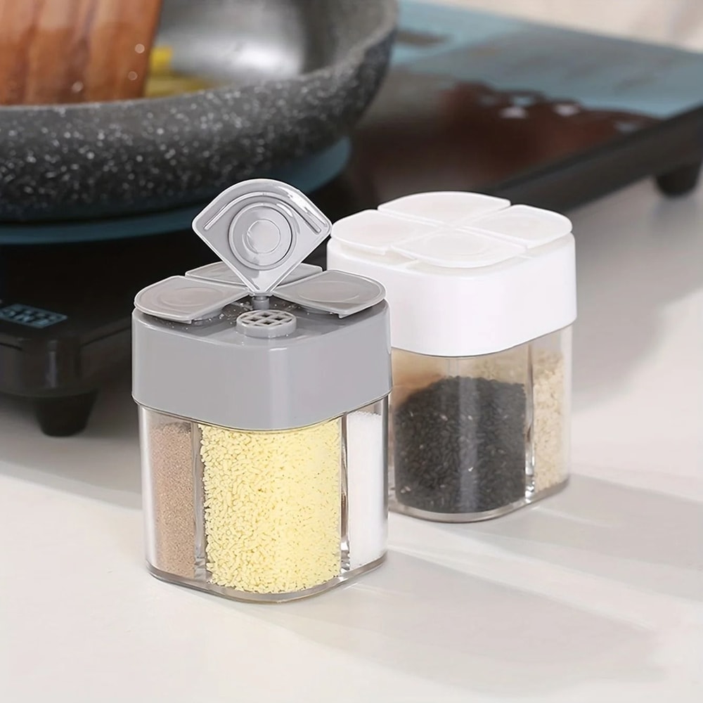 4 In 1 Camping Seasoning Shaker Multi Compartment Spice Storage Jar 3