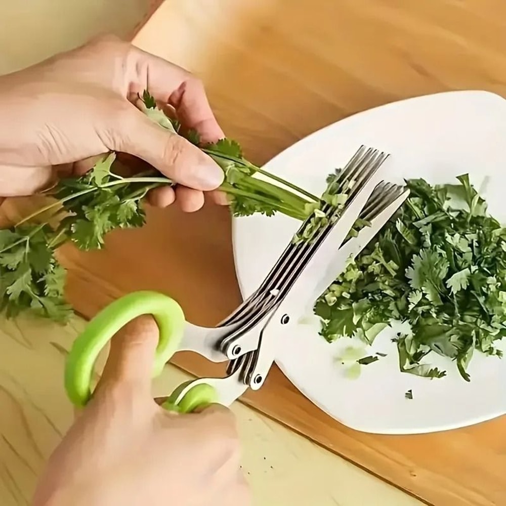 5Layer Stainless Steel Kitchen Scissors Herb Shredder 1