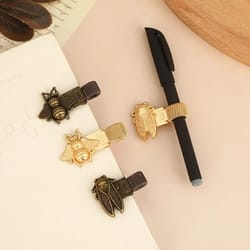 insect-themed metal pen clip with spring