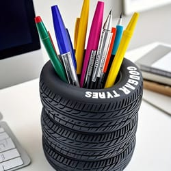 tire-shaped desk pen holder organizer