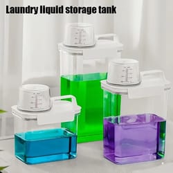 airtight laundry detergent powder storage container with measuring cup