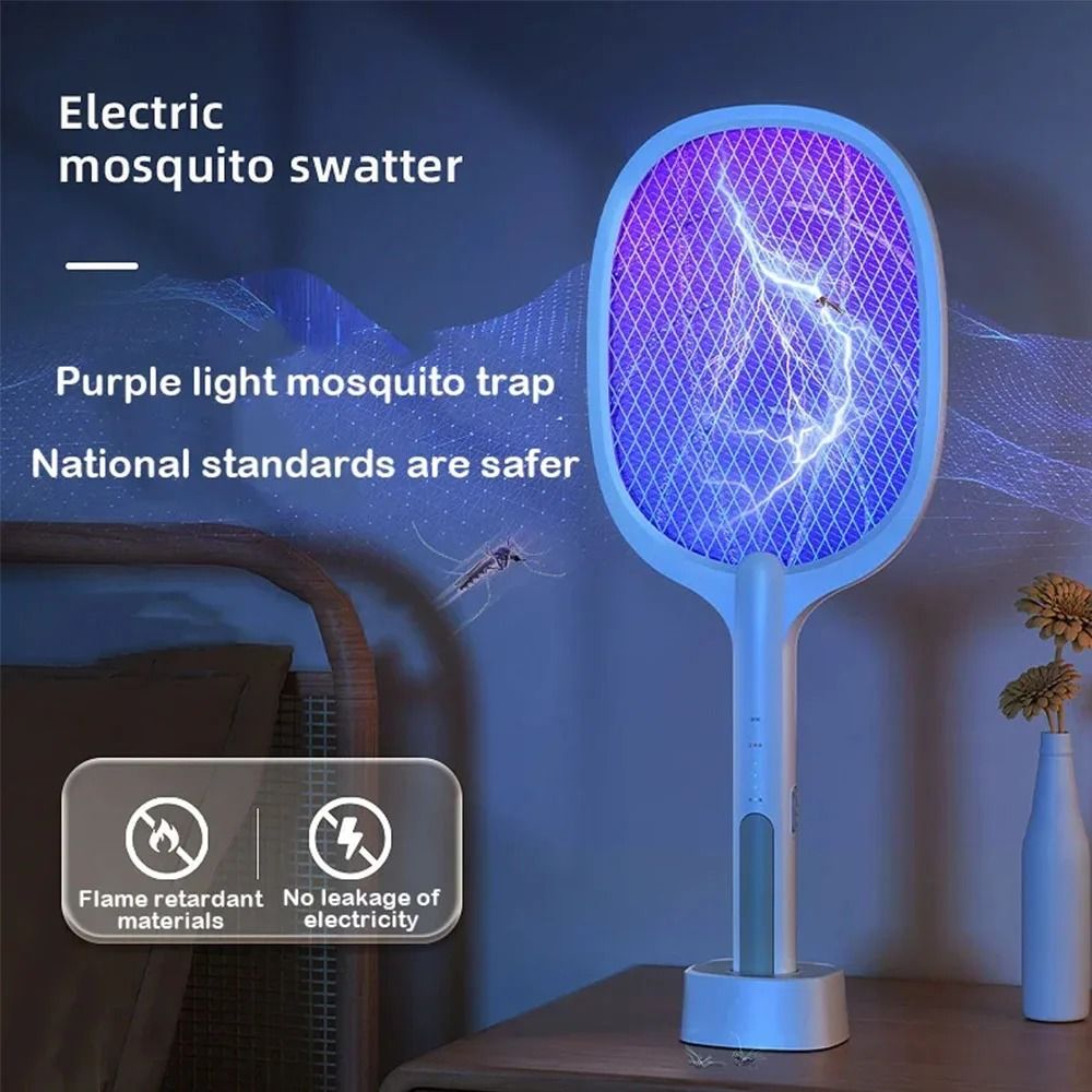 USB Rechargeable Mosquito Killer Fly Swatter With Charging Base 0