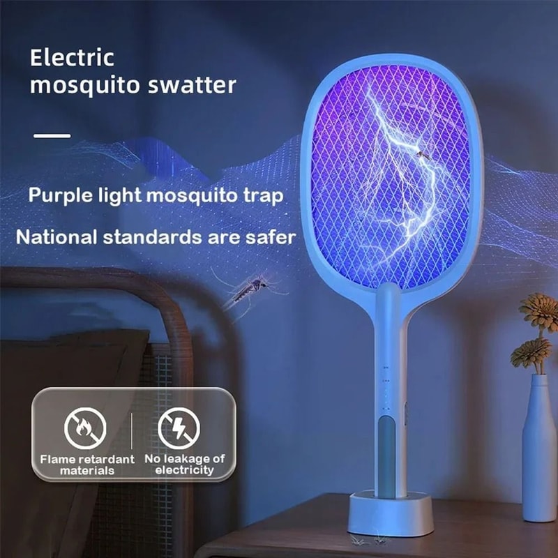USB Rechargeable Mosquito Killer Fly Swatter With Charging Base 1