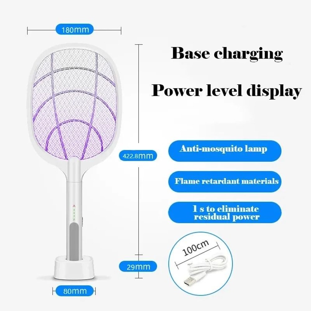 USB Rechargeable Mosquito Killer Fly Swatter With Charging Base 5