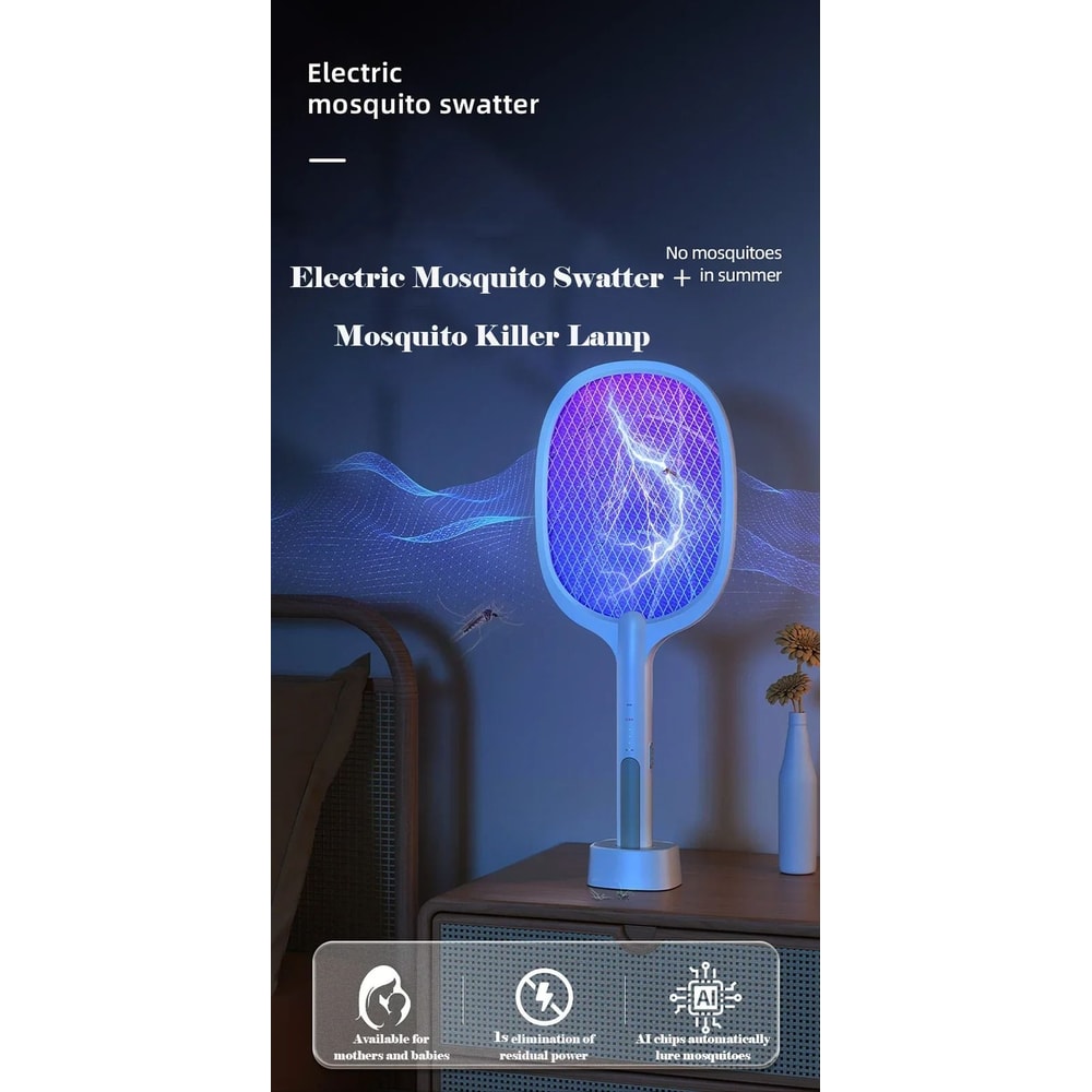 USB Rechargeable Mosquito Killer Fly Swatter With Charging Base 6