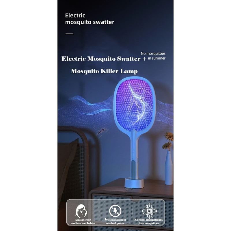 USB Rechargeable Mosquito Killer Fly Swatter With Charging Base 6