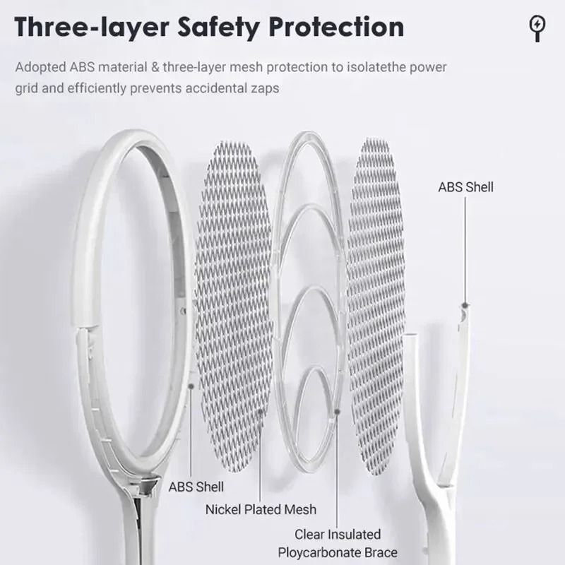5in1 USB Rechargeable Electric Mosquito Swatter Racket 3