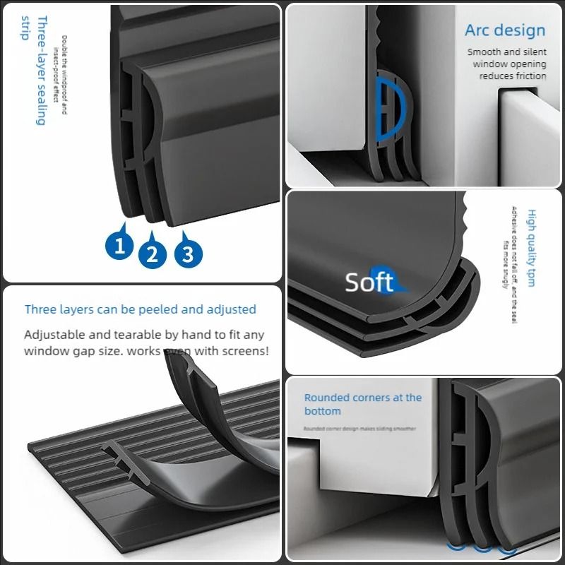 Sliding Window Draft Seal Tape Triple Soundproof Design 5