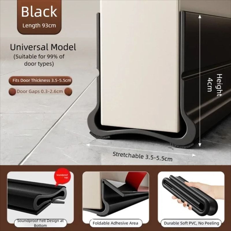 Adjustable Door Gap Weather Strip Triple Seal Bottom Draft Stopper 7