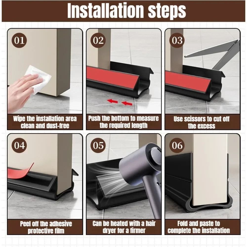 PVC Door Bottom Seal Strip Self Adhesive Weatherproof Design 6