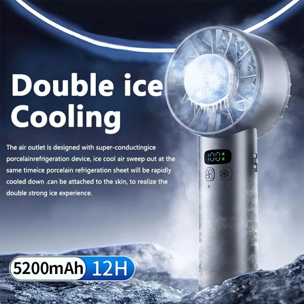 High Speed Handheld Cooling Fan With Ice Compress And LED Display 1