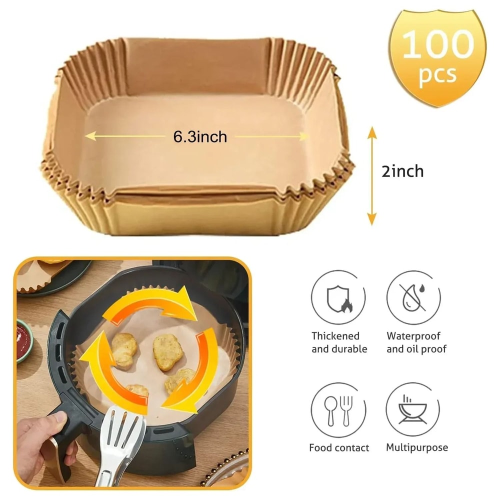 Disposable Air Fryer Paper Liners Oil Absorbing Non Stick 100 Piece Set 2