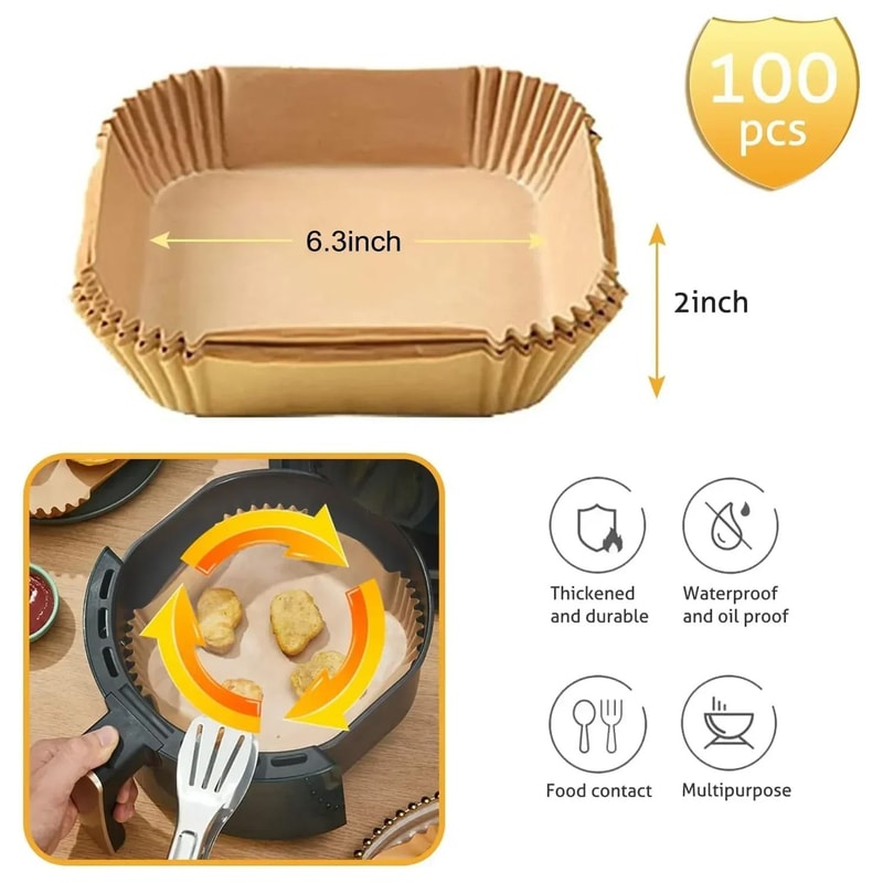 Disposable Air Fryer Paper Liners Oil Absorbing Non Stick 100 Piece Set 2