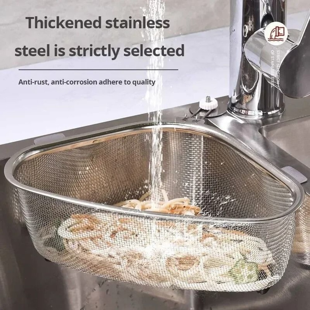 Stainless Steel Sink Triangle Drain Basket Kitchen Residue Filter 3