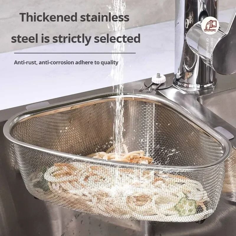 Stainless Steel Sink Triangle Drain Basket Kitchen Residue Filter 3