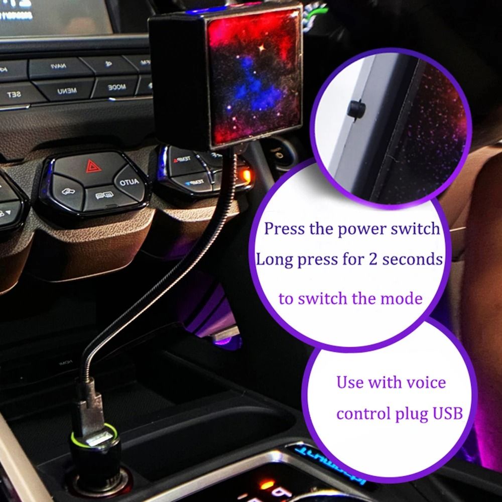 Car USB Starry Roof Projector Light With Rotating Galaxy Effect 5
