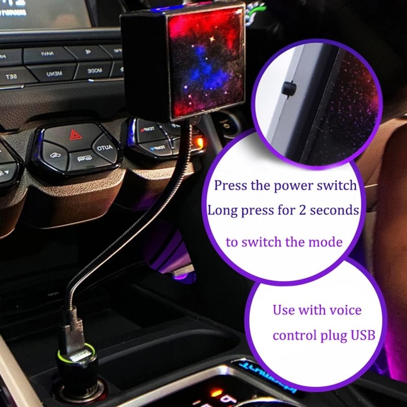 Car USB Starry Roof Projector Light With Rotating Galaxy Effect 5
