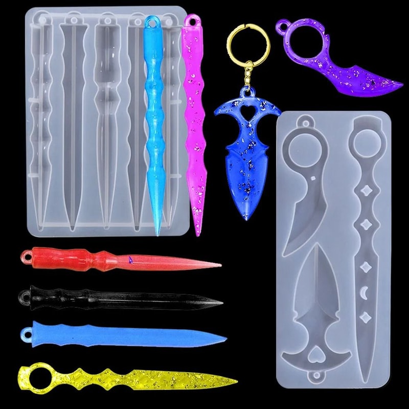 DIY Resin Keychain Mold Silicone Pendant Craft Tool 0