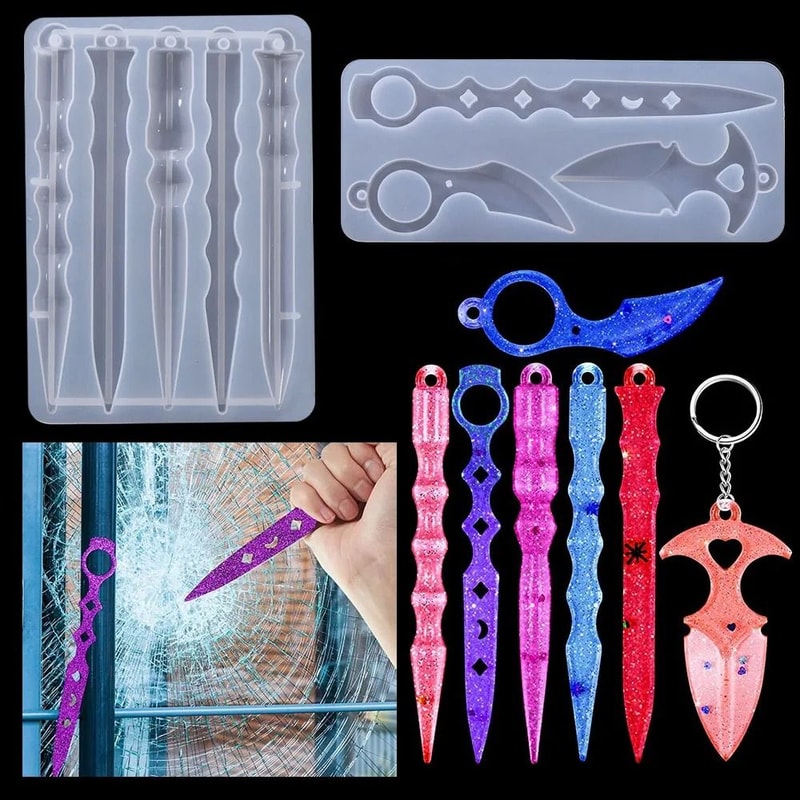 DIY Resin Keychain Mold Silicone Pendant Craft Tool 1