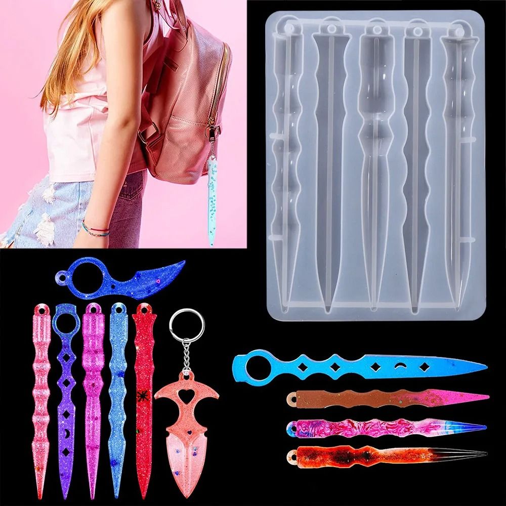 DIY Resin Keychain Mold Silicone Pendant Craft Tool 3
