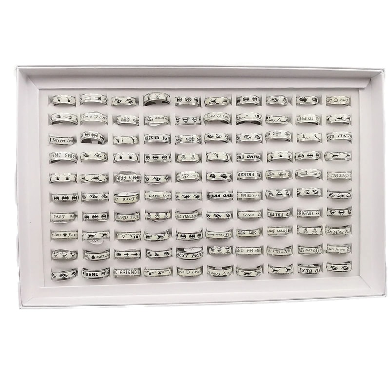 Glow In The Dark Stainless Steel Ring Set 10 Piece Mix 6