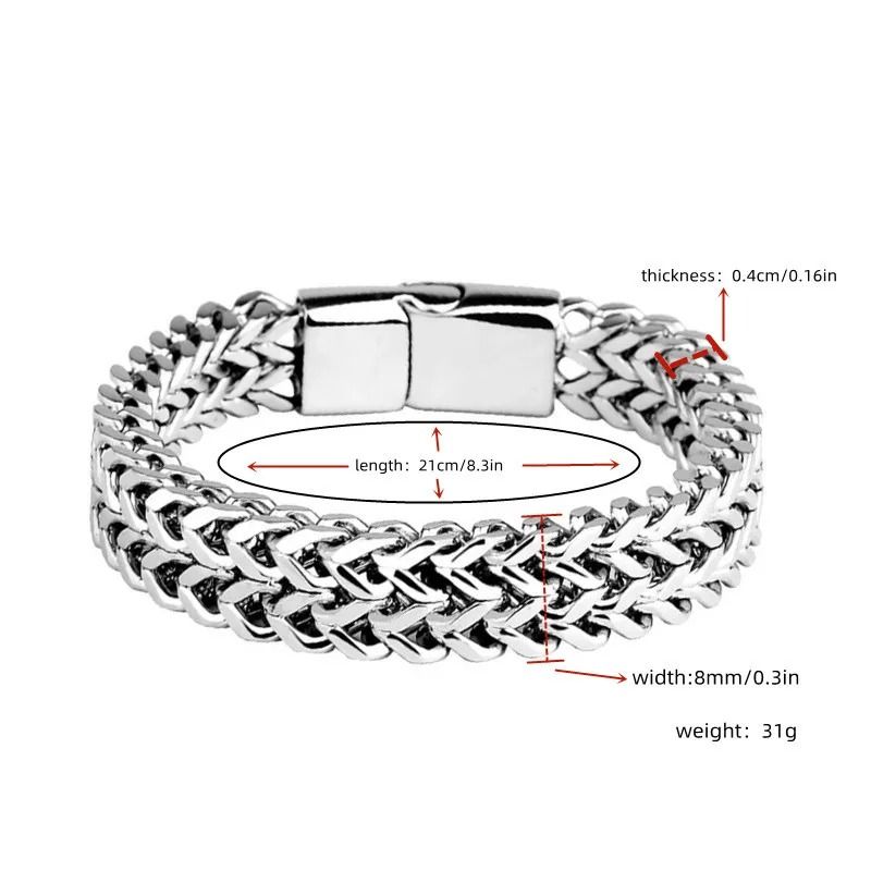 Stainless Steel Braided Magnetic Buckle Bracelet Fish Scale Design 5