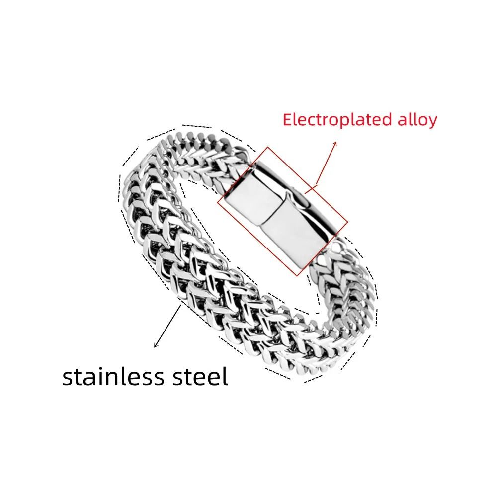 Stainless Steel Braided Magnetic Buckle Bracelet Fish Scale Design 6
