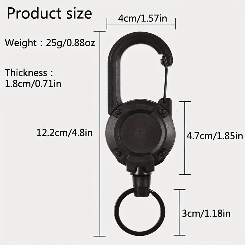 Heavy Duty Retractable Keychain With Carabiner Clip 1