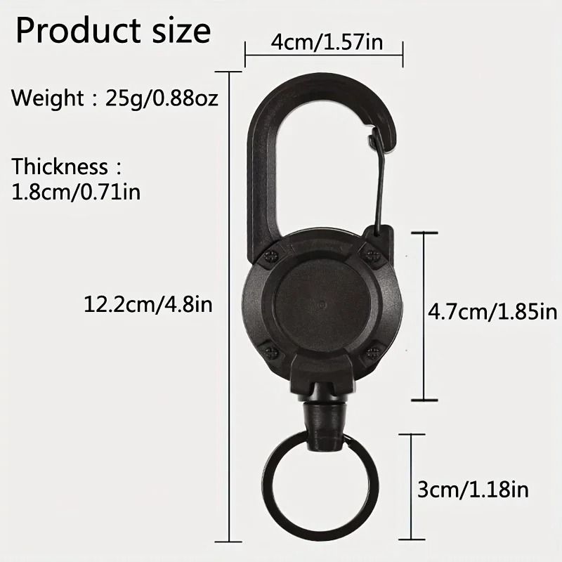 Heavy Duty Retractable Keychain With Carabiner Clip 1